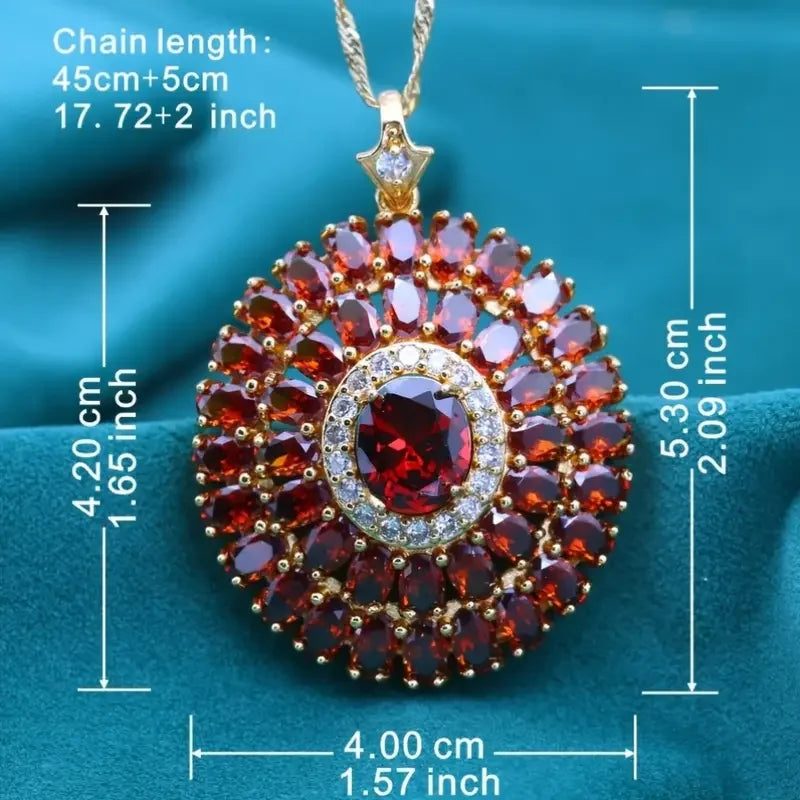Elegant red synthetic zirconia pendant necklace featuring a stylish collar design by Corporación Turística.