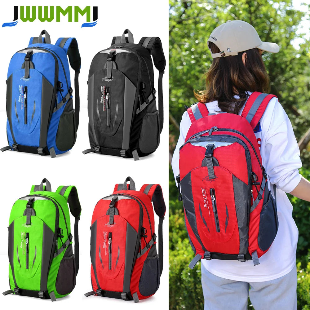 Red 40L waterproof hiking backpack by Corporación Turística, ideal for camping and outdoor adventures.