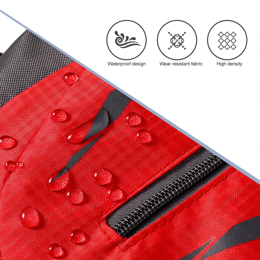 Red 40L waterproof hiking backpack from Corporación Turística, ideal for camping and outdoor adventures.