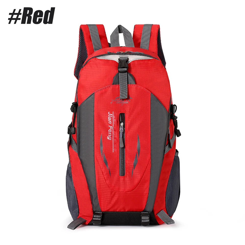 Red 40L waterproof hiking backpack by Corporación Turística, designed for camping and outdoor adventures.