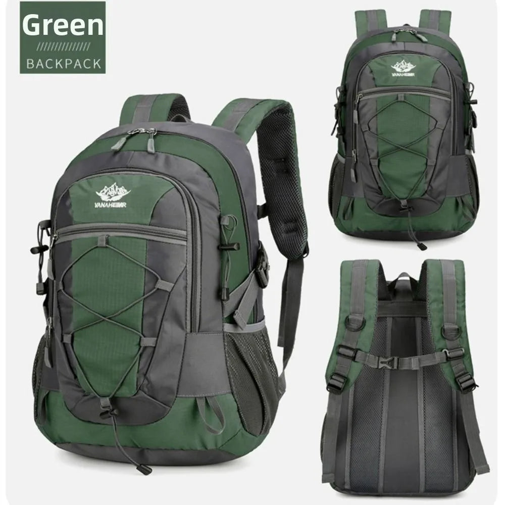 Red hiking backpack from Corporación Turística, 36-55L waterproof outdoor backpack with multiple compartments.