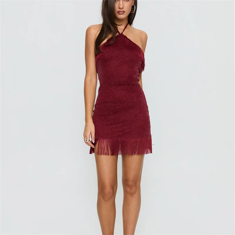 Red short summer dress for women by Corporación Turística, Y2K style, casual and vibrant for warm weather.