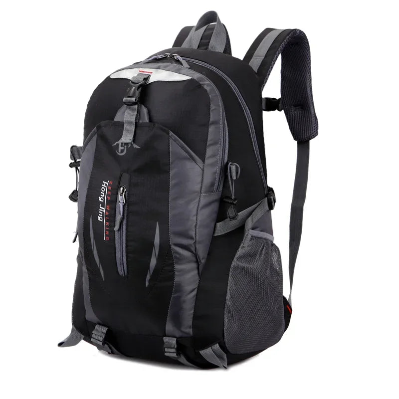 High-quality red nylon waterproof travel backpack by Corporación Turística, featuring multiple compartments and durable design.
