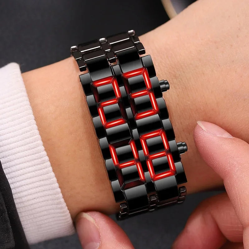 Digital Lava watch for men in black with fully metallic design, by Corporación Turística.