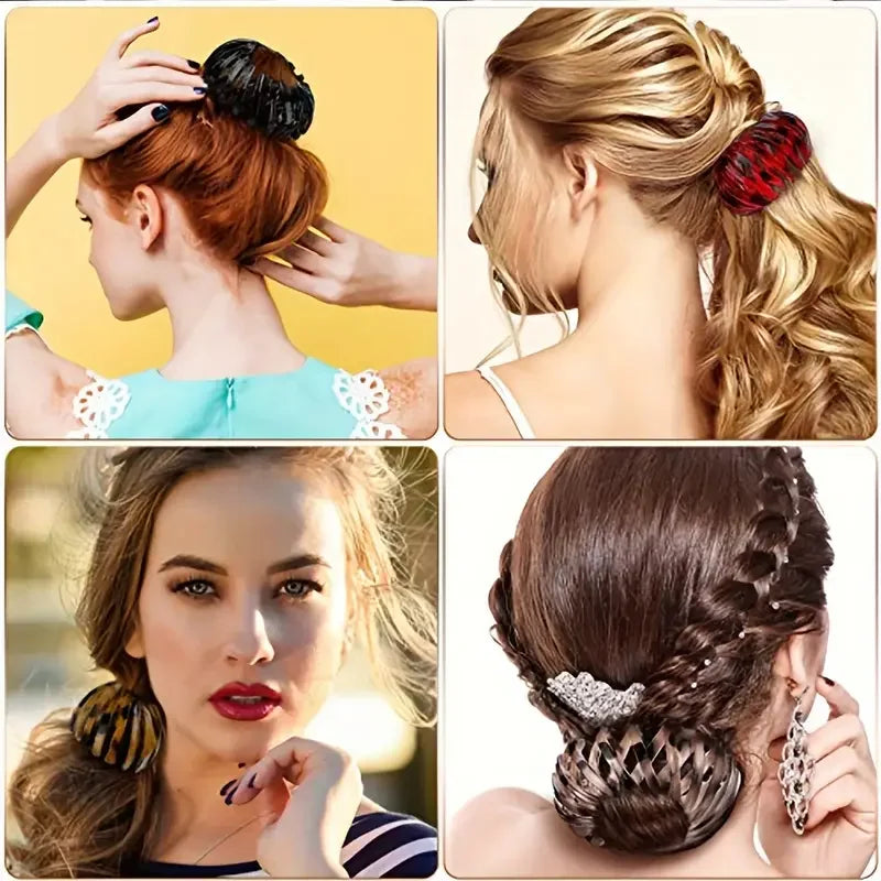 Red bird-shaped hair clip by Corporación Turística, stylish hair pin with nest design, ideal for securing hair in a trendy way.