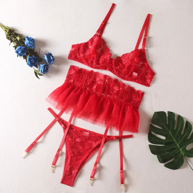 Luxury women's lingerie by Corporación Turística, red Himealavo sensual underwear, soft fabric and intricate design.