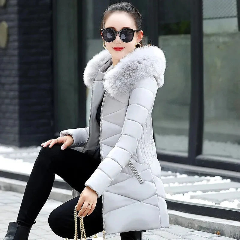 Red Korean fashion cotton long jacket, slim fit, stylish outerwear from Corporación Turística, with a modern and trendy design.