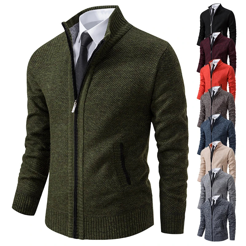Beige men's polar sports coat with high collar, zipper, casual style, warm and comfortable from Corporación Turística.