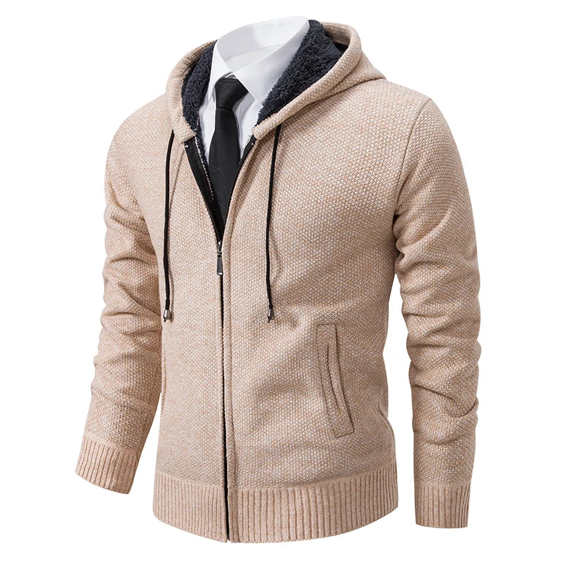 Beige men's polar sports coat with high collar, zipper closure, casual style, from Corporación Turística.