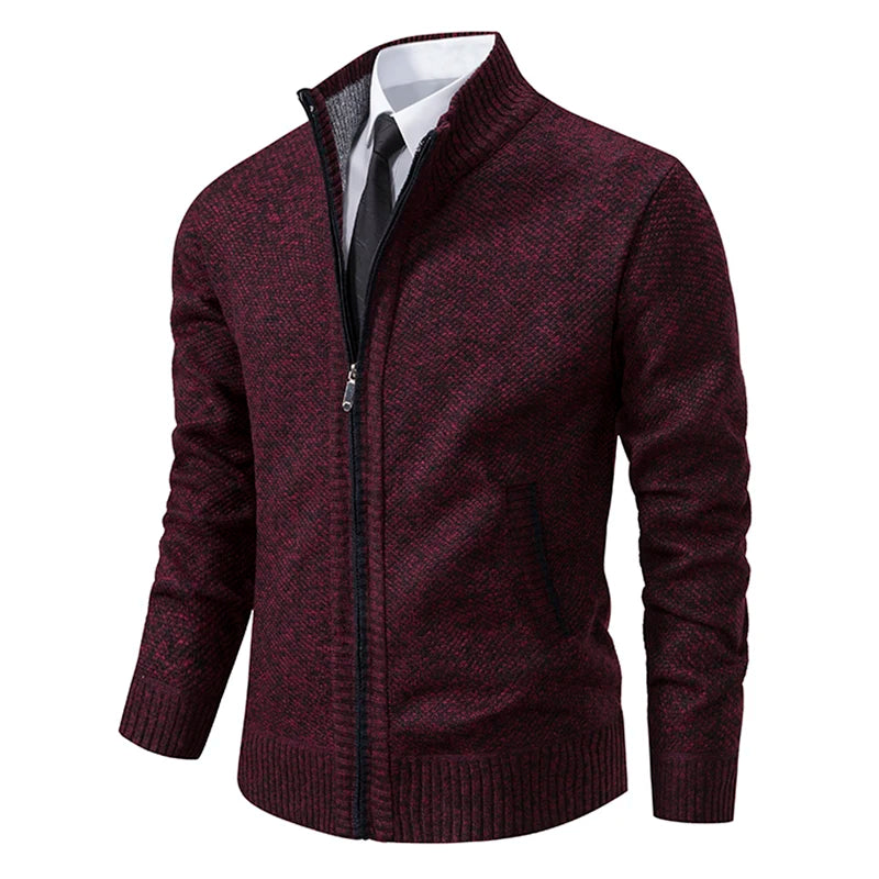 Men's polar fleece winter coat with high collar, zipper closure, casual warm jacket by Corporación Turística.