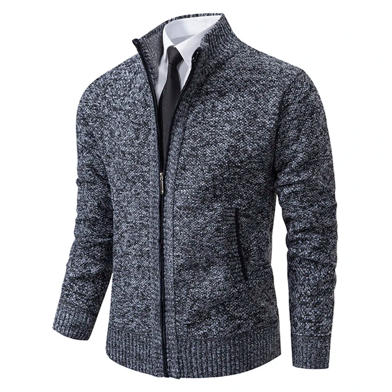 Warm men's polar coat with high collar and zipper, casual winter outerwear by Corporación Turística, suitable for cold weather.