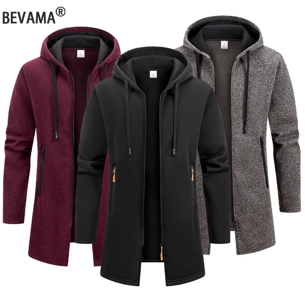 Black men's oversized winter jacket with zipper and hood, warm and stylish, from Corporación Turística.