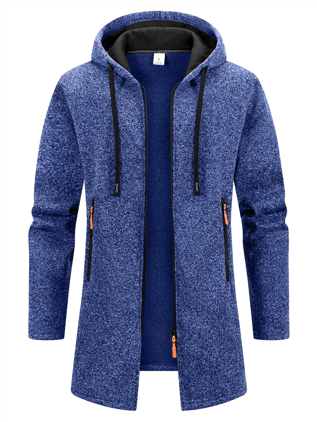 Black men's oversized winter jacket with hood, front zipper, warm and cozy, from Corporación Turística.
