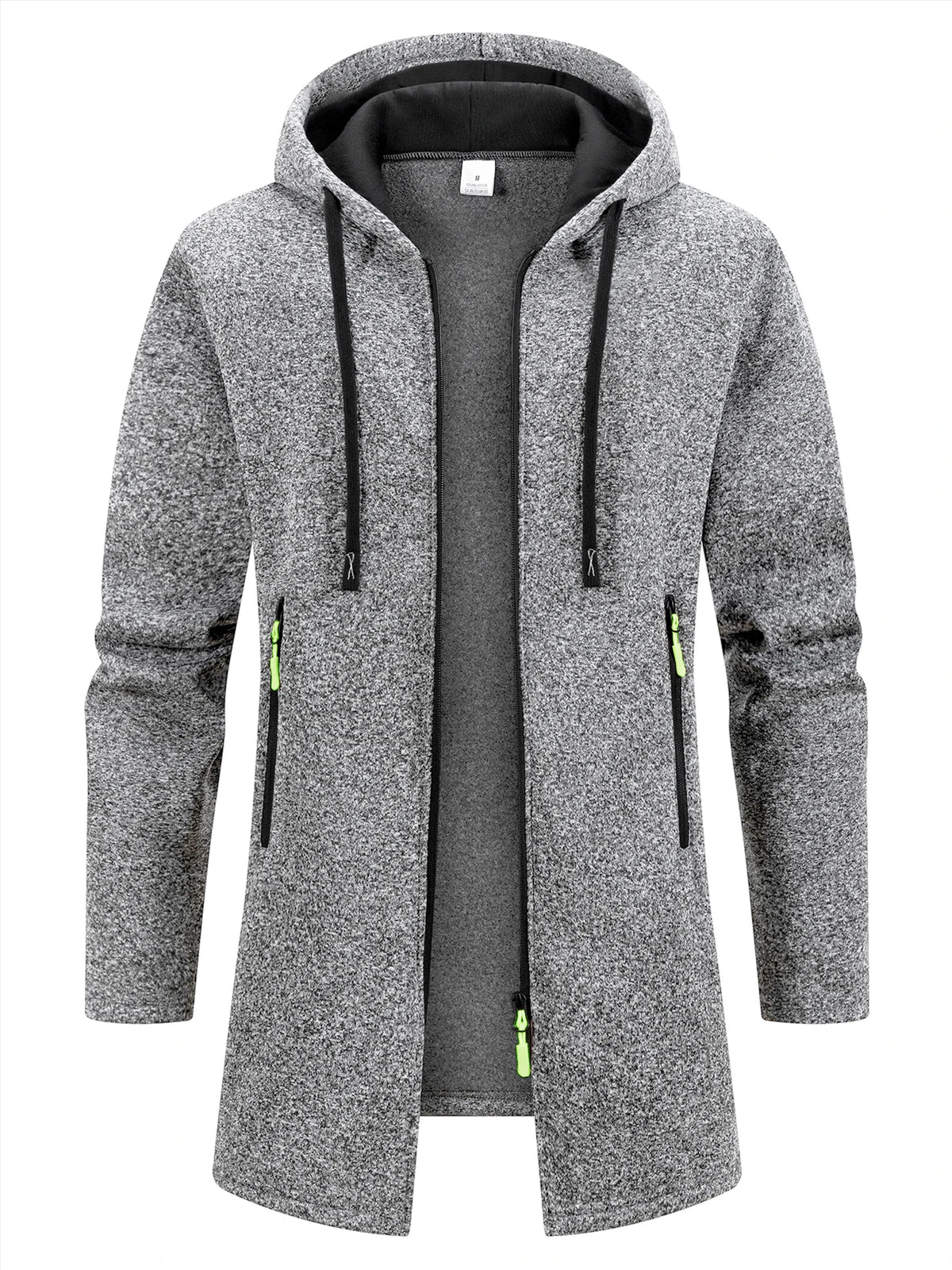 Black oversized men's winter jacket with zipper and hood, warm and stylish, from Corporación Turística.