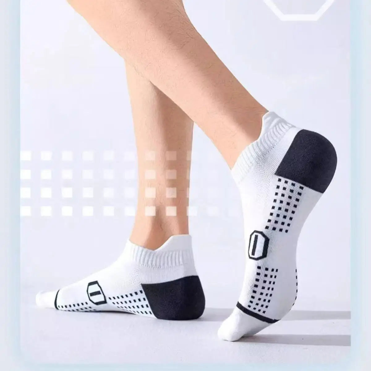 Breathable professional running socks for men and women by Corporación Turística, featuring mesh material for comfort and support.
