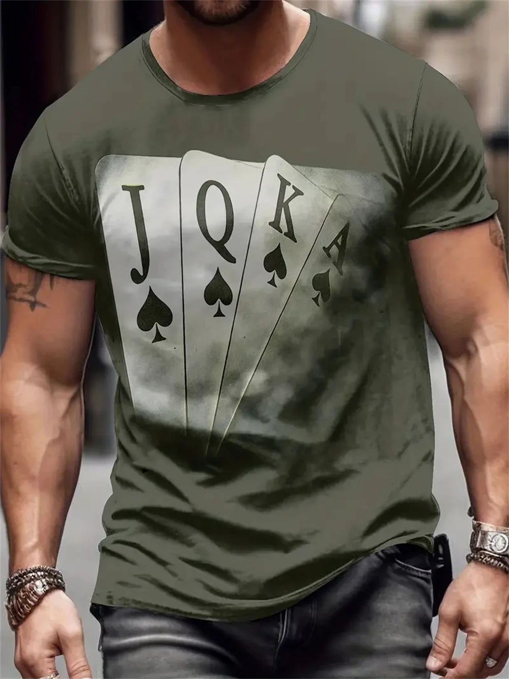 Black men's "King" T-shirt by Corporación Turística with gold print, casual style, featuring a graphic design on the front.