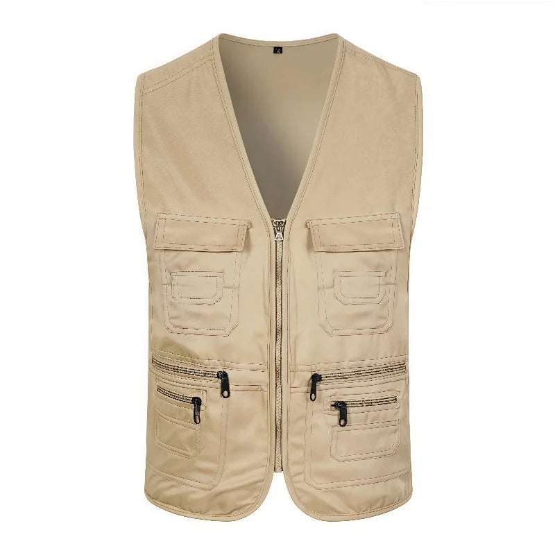 Transpirable multibolsillos chaleco táctico para hombre, ideal para pesca y fotografía, en color rojo, tamaño 4XL.