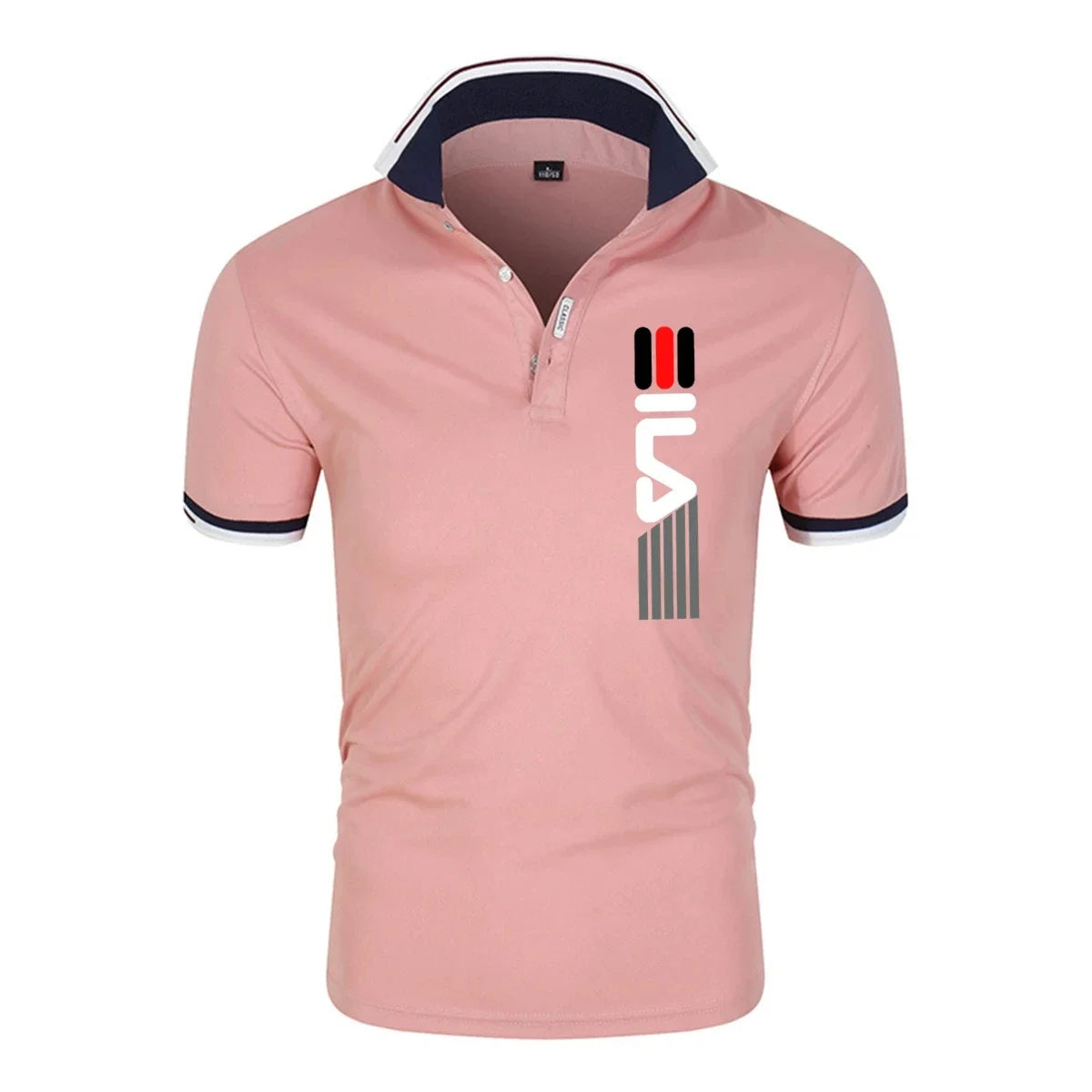 Slim fit men's Polo Verano 2025 by Corporación Turística featuring a stylish printed casual design for business or everyday wear.