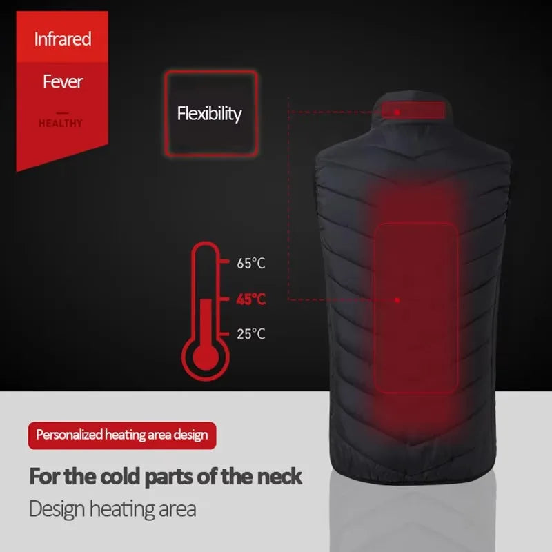 Electric heated vest by Corporación Turística, men's and women's thermal jacket with 21-zone heat for outdoor warmth.