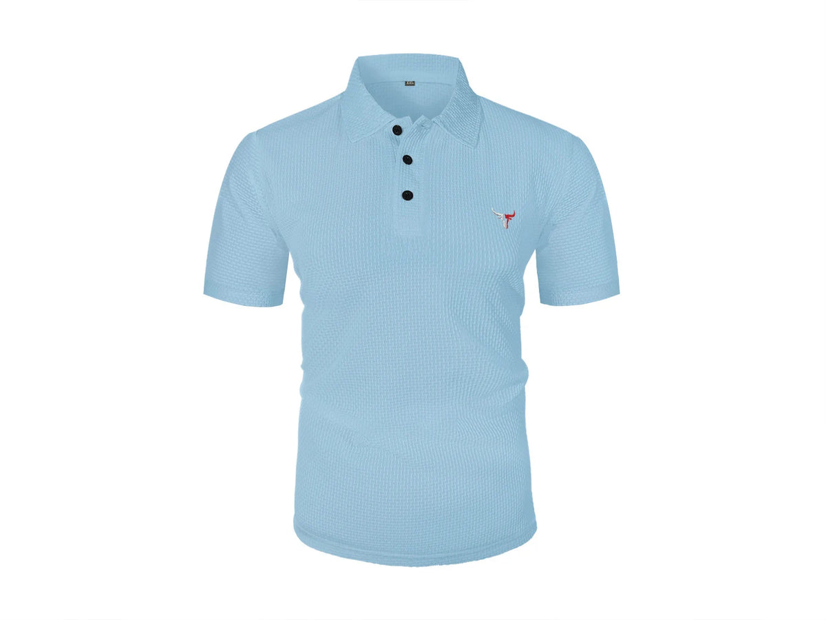 Black men's summer Seda Helada casual short-sleeve T-shirt with lapel from Corporación Turística.