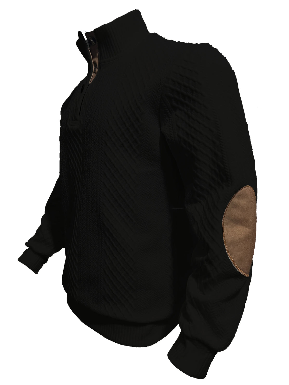 Dark gray men's high-neck knit sweater with printed design, casual style for fall and winter, by Corporación Turística.