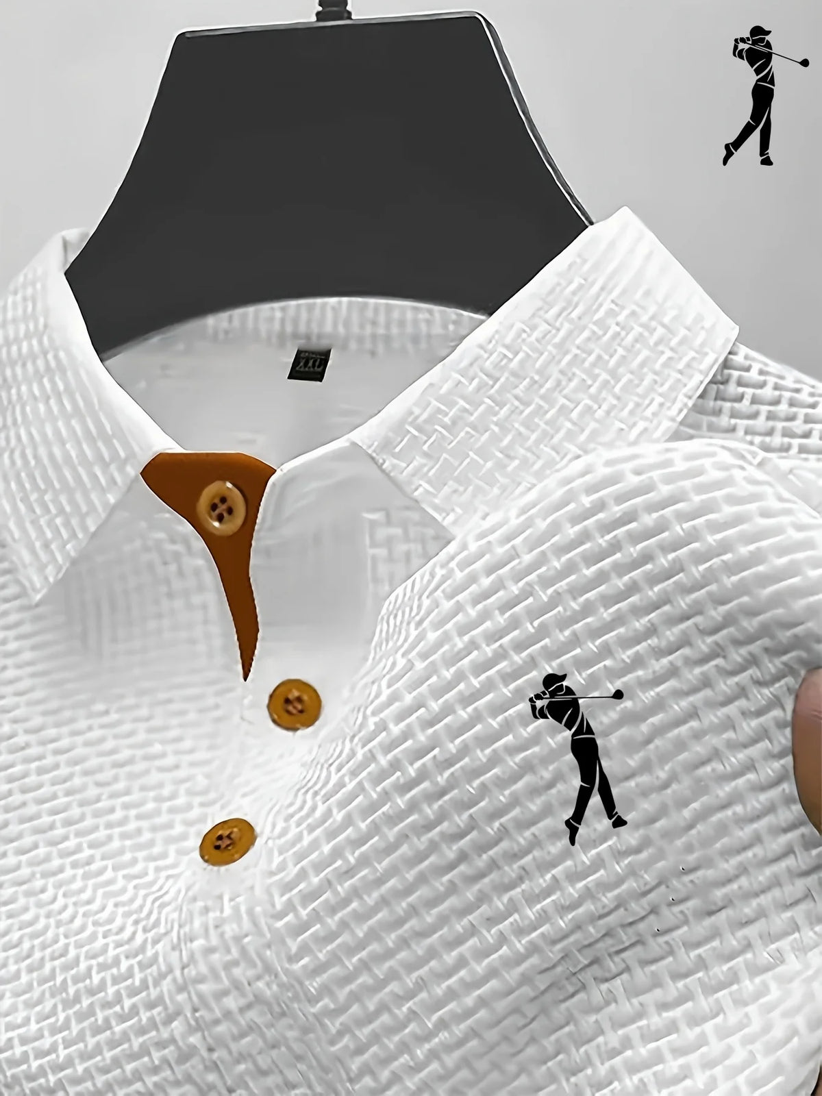 Blue men's slim fit polo shirt by Corporación Turística, perfect for summer casual wear and warm weather style.