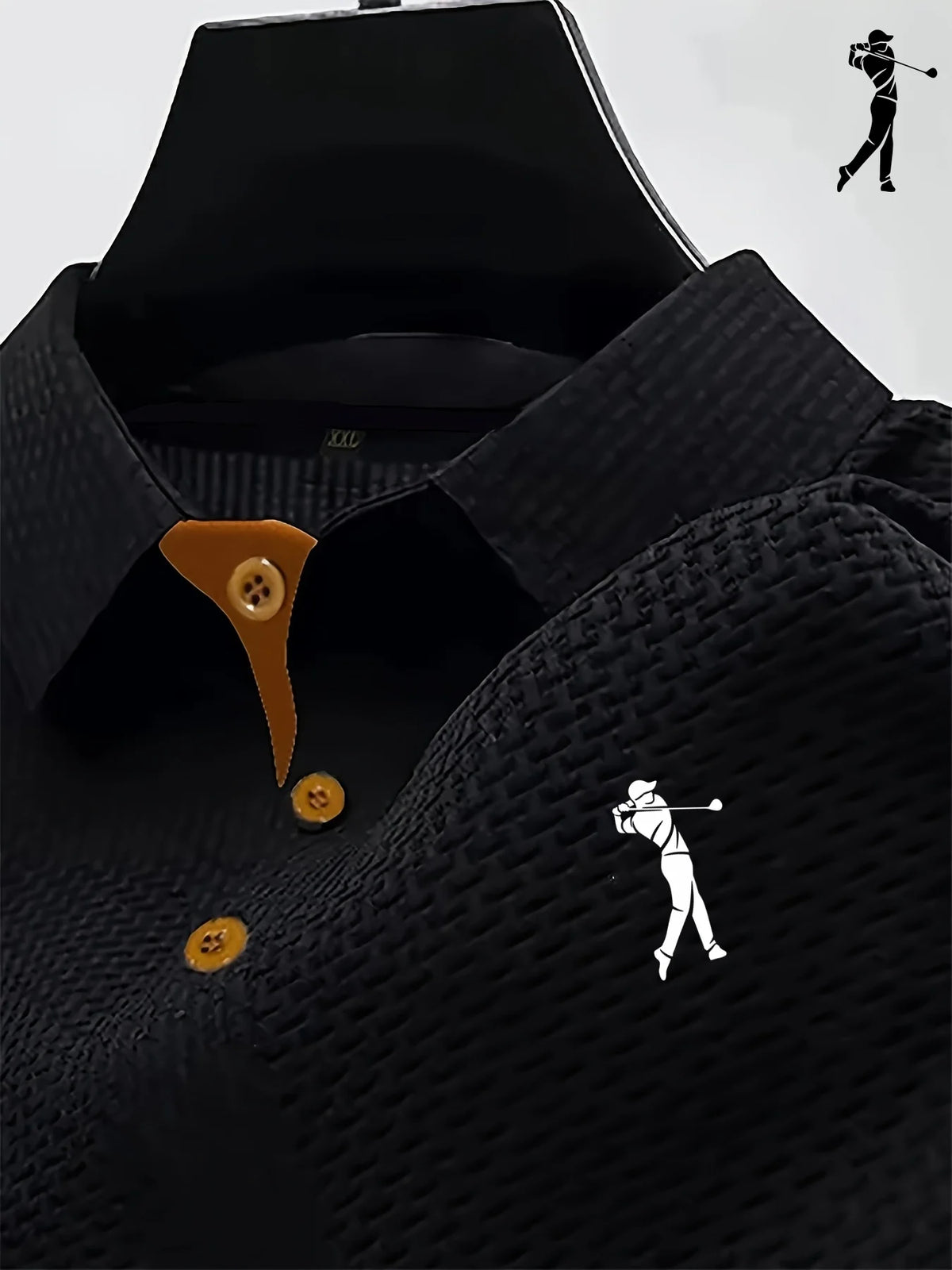 Blue men's Polo shirt by Corporación Turística, casual slim fit summer polo, front view, suitable for warm weather.