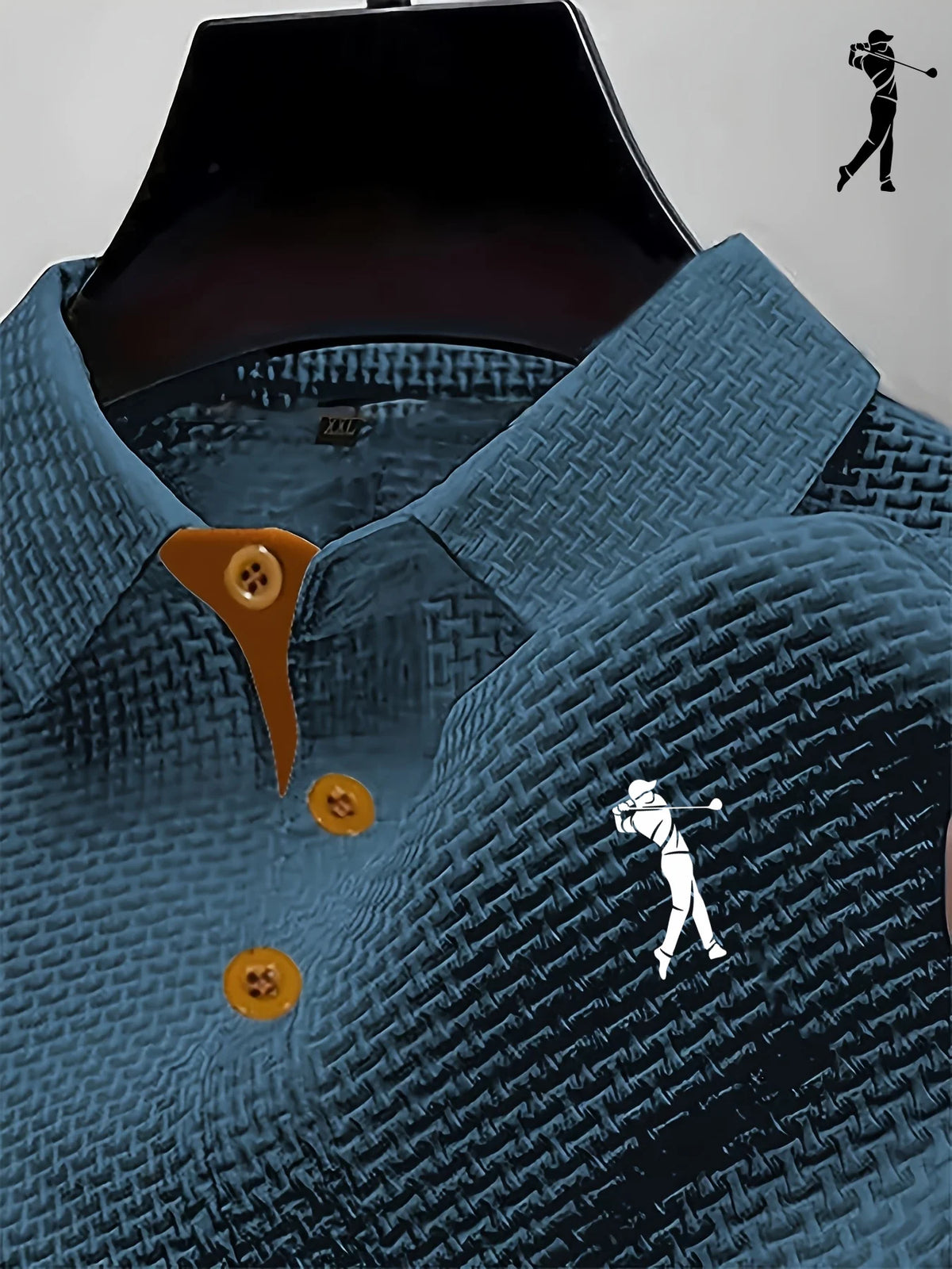 Blue men's polo shirt by Corporación Turística, casual slim fit summer polo, lightweight and stylish for warm weather.