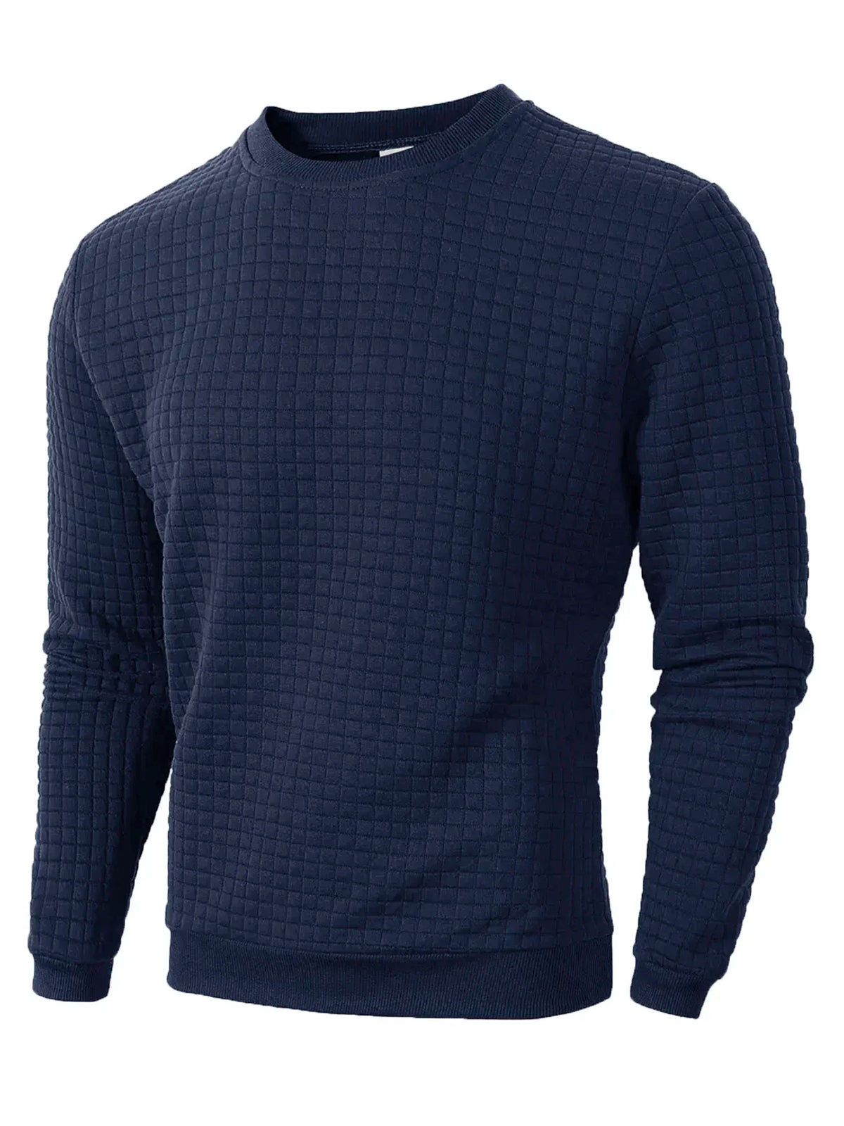 Light gray men's Jacquard crew neck sweater by Corporación Turística, warm and casual for fall autumn seasons.
