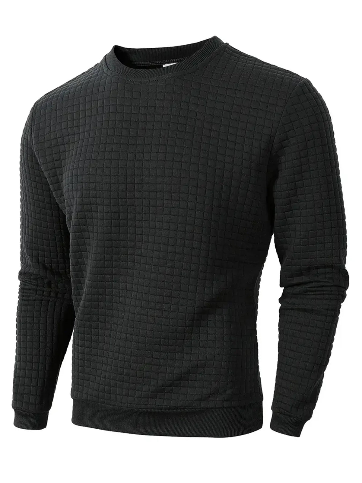 Light gray men's jacquard knit sweater with round neckline, warm and suitable for fall, by Corporación Turística.