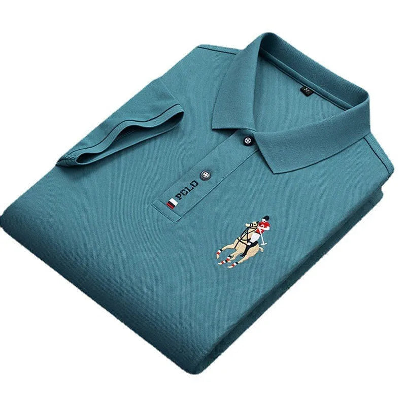 Men's embroidered cotton polo shirt in 4XL, casual and breathable, by Corporación Turística.