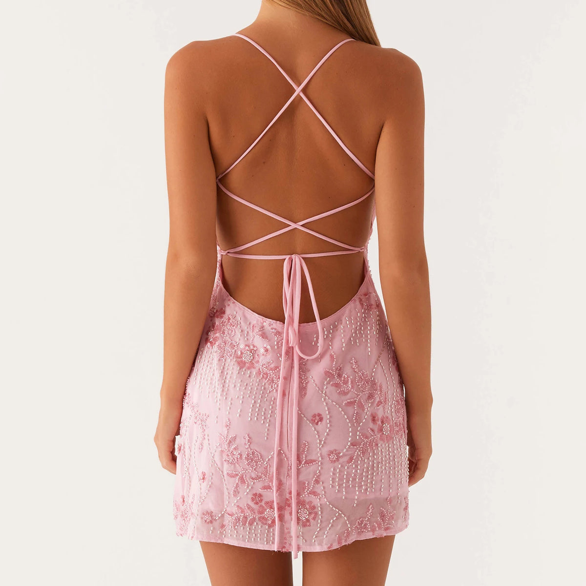 Pink minidress for women with shiny sequins, featuring a sexy style from Corporación Turística.