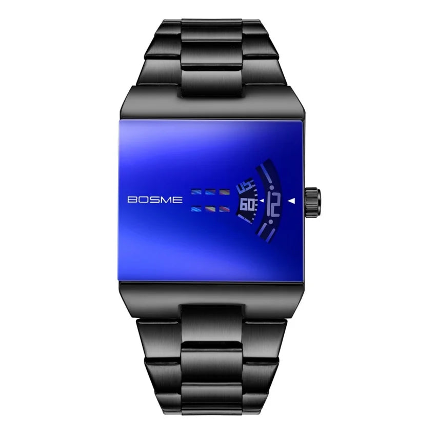 Digital men's square wristwatch by Corporación Turística featuring a modern design and pink strap.