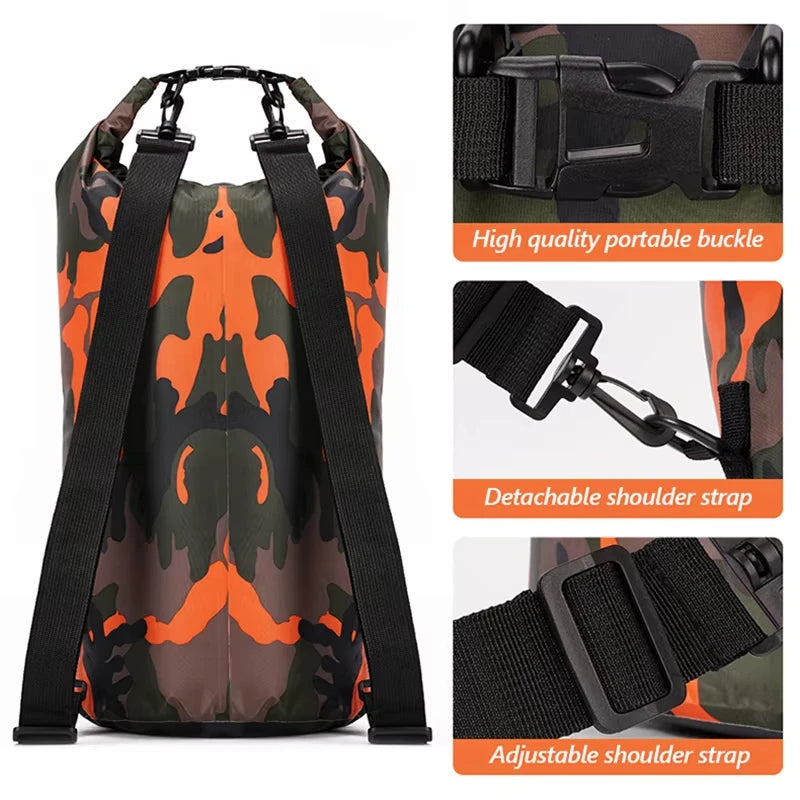 PVC swimming gear package with dry backpack for women, featuring a 30L capacity and branded by Corporación Turística.