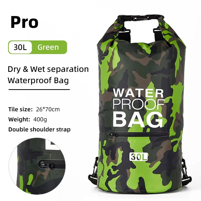 PVC swimming gear package with dry backpack for women from Corporación Turística, featuring a rose-colored 30L waterproof backpack.