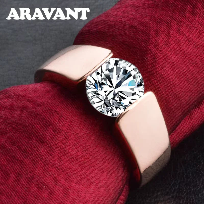 Rose gold Aravant silver ring with a sparkling cubic zirconia, designed for women, from Corporación Turística.