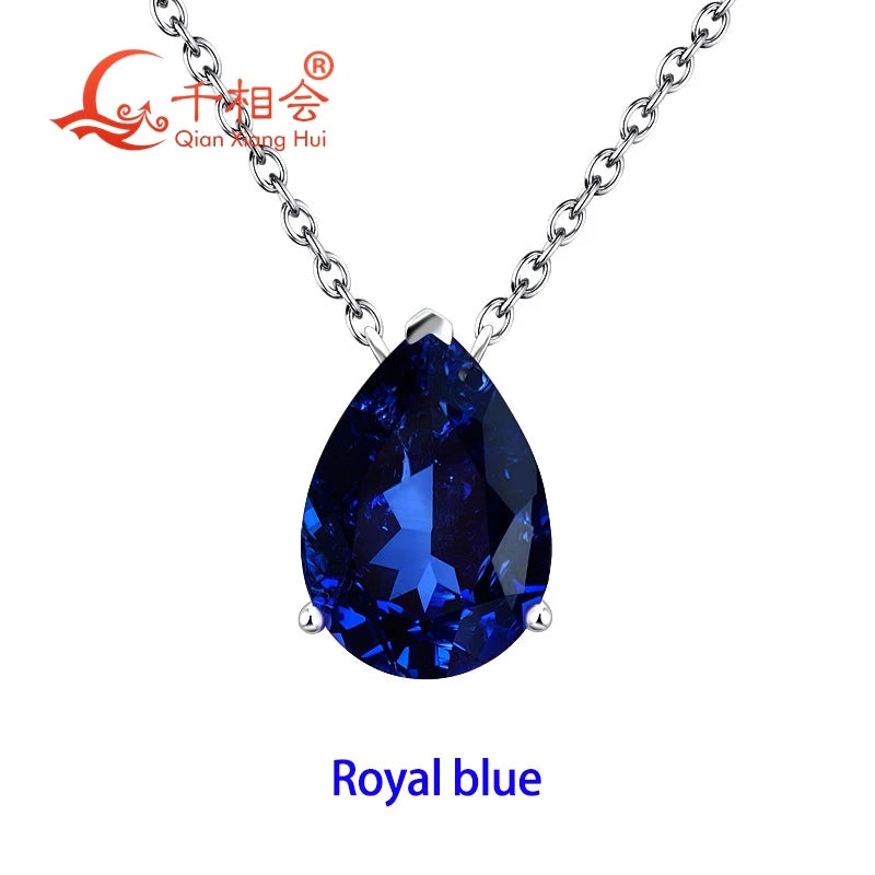 Silver 925 pendant with pink synthetic sapphire in teardrop shape, crafted by Corporación Turística.