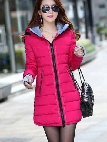 Rose red cotton casual women's rain jacket by Corporación Turística, featuring a lightweight, stylish waterproof design for fall.