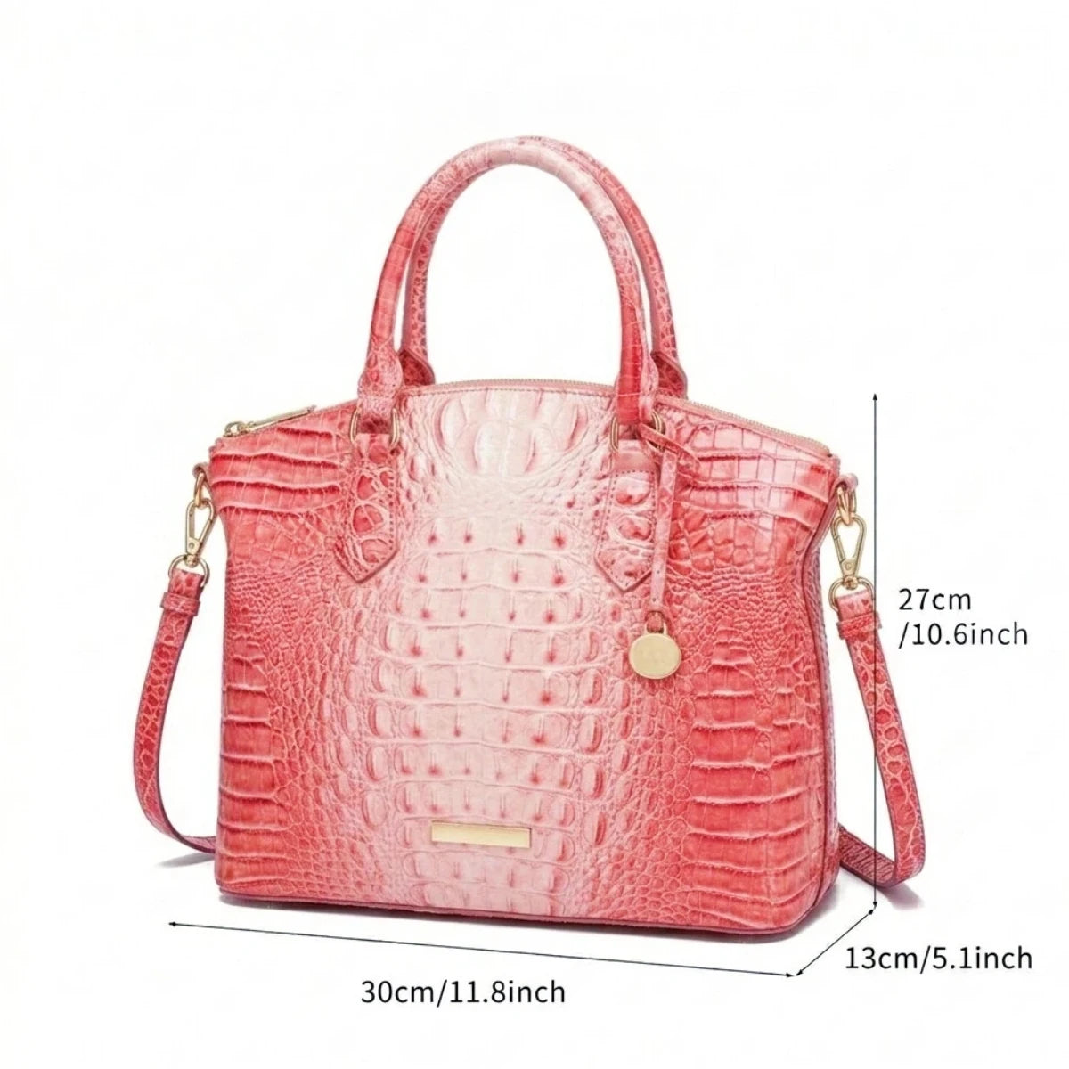 Royal blue and magenta leather tote bag with embossed design, convertible for women, by Corporación Turística.