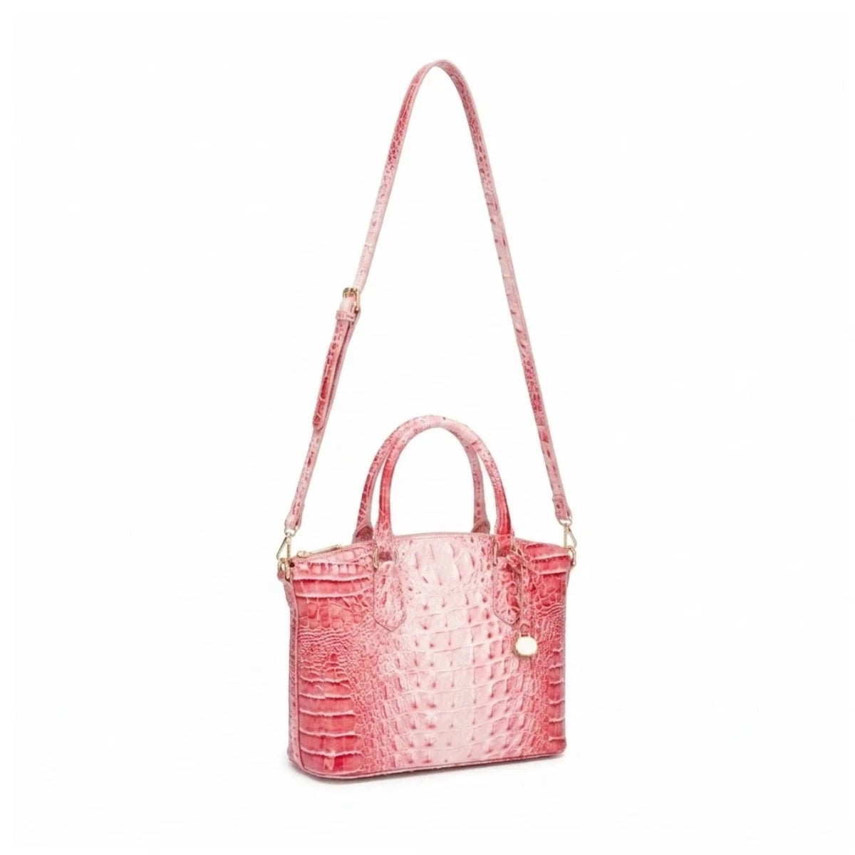 Royal blue and magenta tote bag with embossed design for women, convertible style, by Corporación Turística.