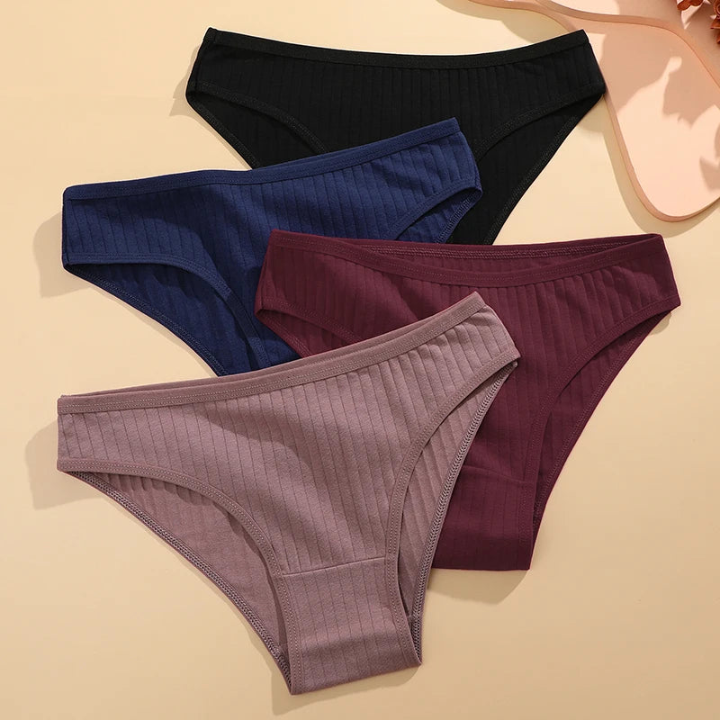 Set of six cotton women's underwear by FINETOO, featuring comfortable, breathable fabric and various colors for everyday wear.