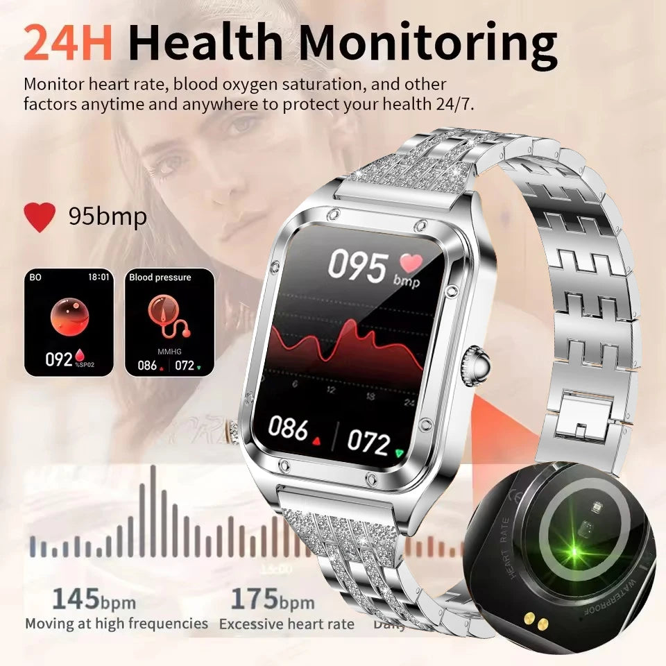 Silver smart watch for women 2026 with full touchscreen display from Corporación Turística.