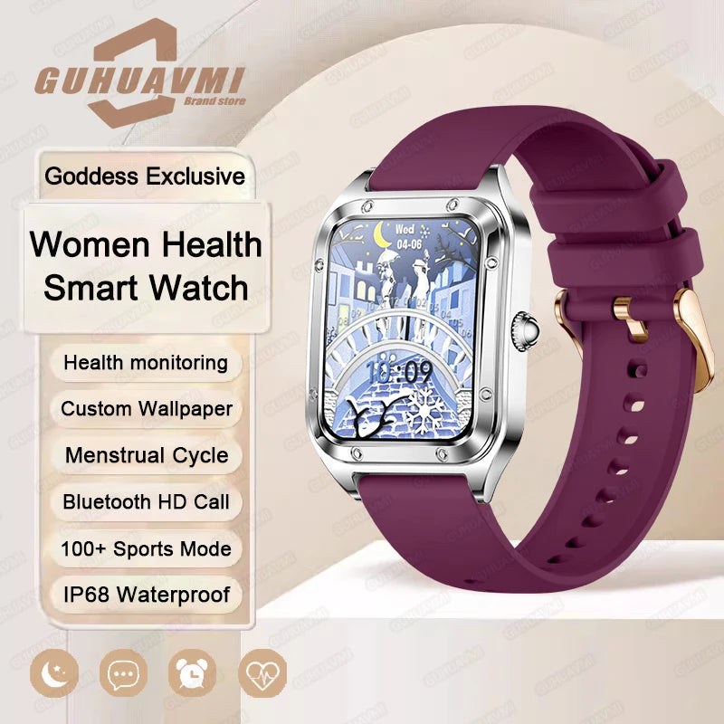 Silver women's smart watch with full touchscreen display from Corporación Turística, featuring modern design and digital interface.