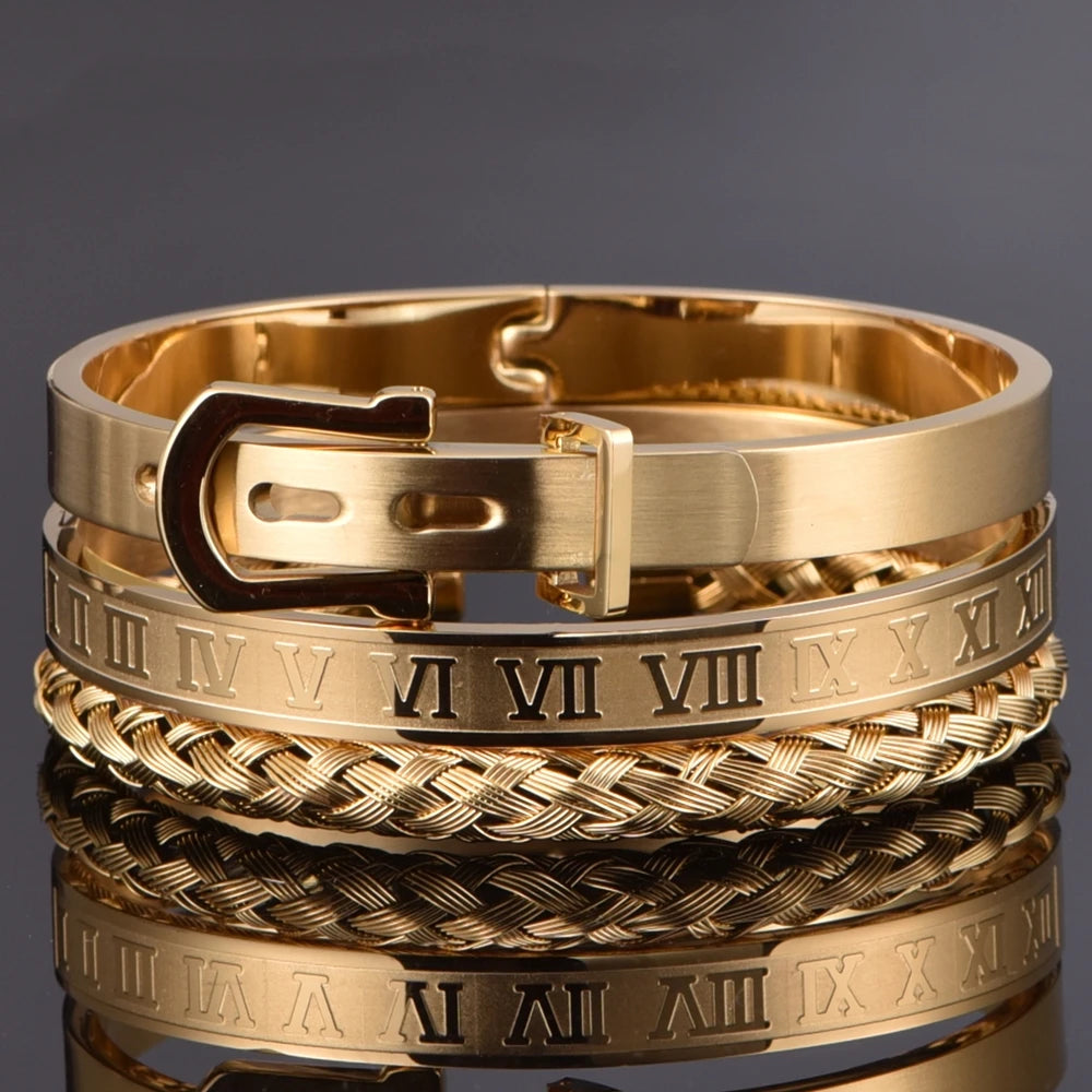 Classic stainless steel men's bracelet from Corporación Turística, featuring a sleek silver design and durable construction.