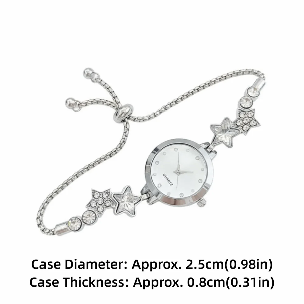 Elegant silver and white adjustable bracelet watch with sparkling pedrería from Corporación Turística.
