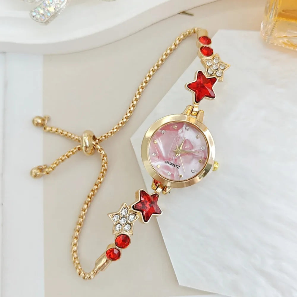 Elegant silver and white adjustable bracelet watch by Corporación Turística with sparkling embellishments and a sleek design.