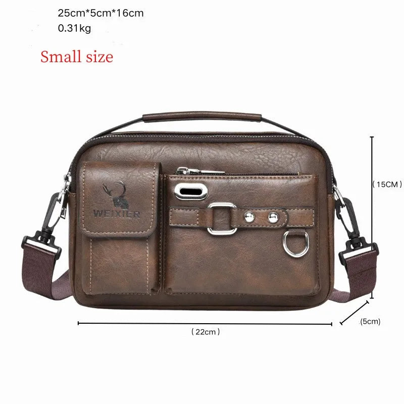 Small men's shoulder bag, PU leather crossbody bag by Corporación Turística, featuring a compact design and adjustable strap.
