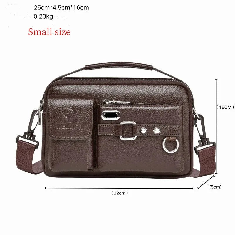 Men's shoulder bag by Corporación Turística, small PU leather crossbody bag with adjustable strap and compact design.