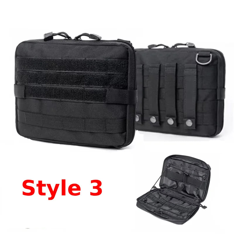 Tactical men's toiletry bag in khaki with multiple compartments, ideal for organizing bathroom essentials.