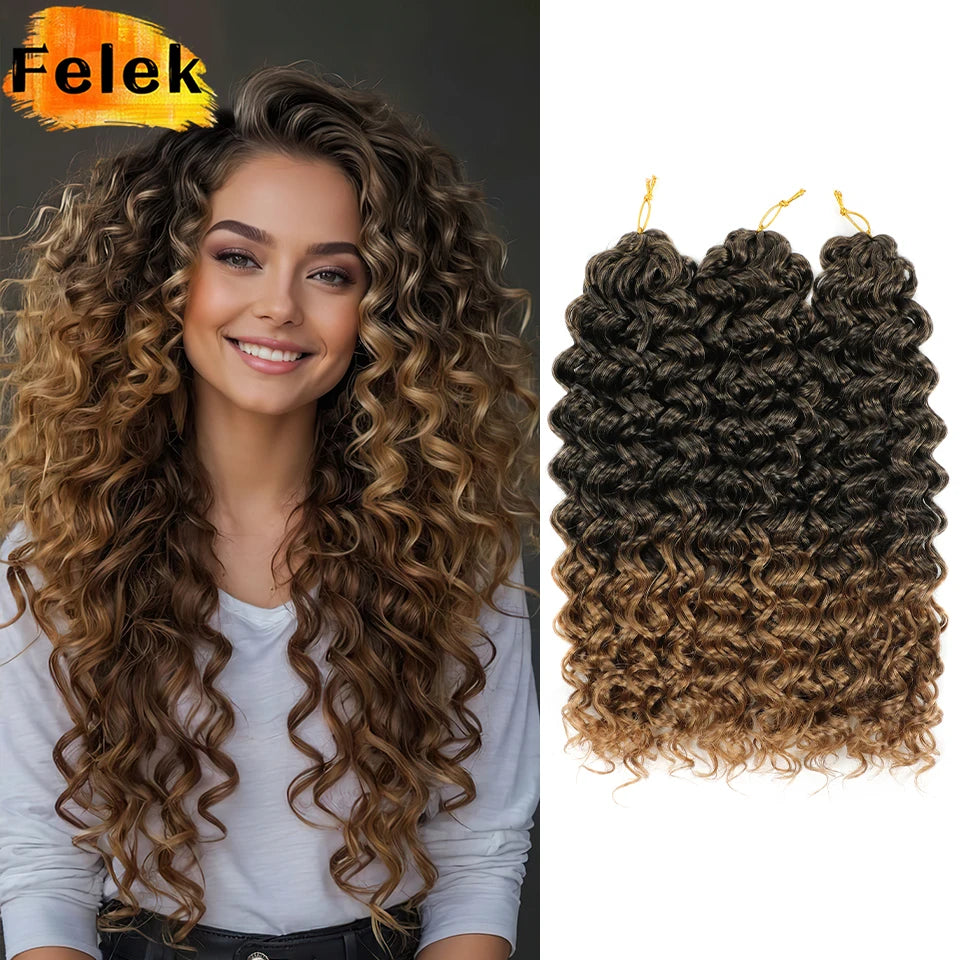 Six bundles of 18-inch GoGo Curl braided hair extensions by Corporación Turística, shown in natural black color.